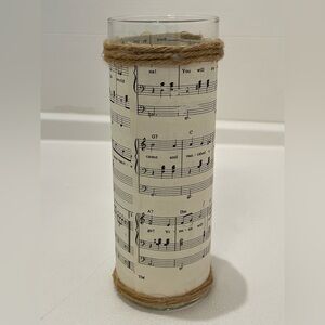 Handmade Music Glass Vase Sheet Music Rope Accent NWT